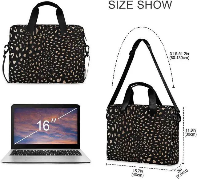Alt view image 3 of 5 - ALAZA Realistic Leopard Cheetah Print Animal Laptop Case Bag Sleeve Portable Crossbody Messenger Briefcase w/Strap Handle, 13 14 15.6 inch