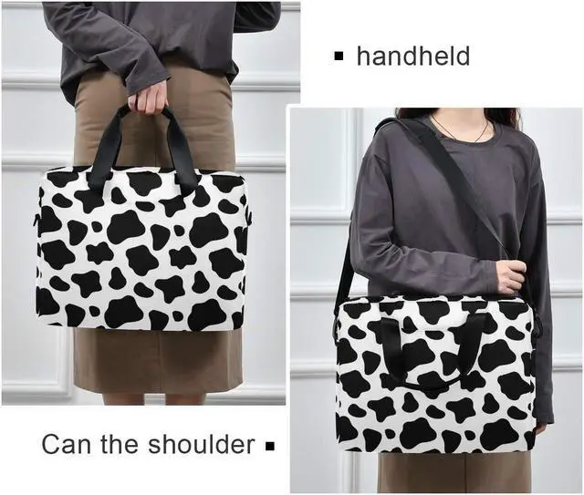 Alt view image 5 of 5 - ALAZA Black and White Cow Print Laptop Case Bag Sleeve Portable Crossbody Messenger Briefcase w/Strap Handle, 13 14 15.6 inch
