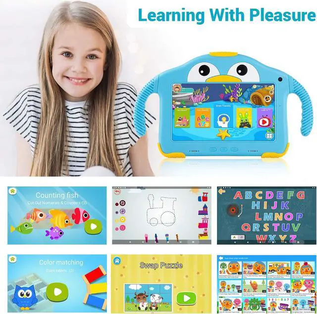 Alt view image 2 of 5 - Tablet for Toddlers Tablet Android Kids Tablet with WiFi Dual Camera 1GB 32GB Storage 1024 x 600 Touch Screen Parental Control Mode Google Playstore YouTube Netflix for Boys Girls Android 10
