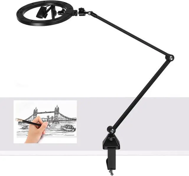 Alt view image 2 of 5 - Streamcam Webcam Light Stand, 10'' Ring Light with Foldable Metal Arms Holder Compatible with Logitech StreamCam C920 Brio C930 C922 C925 C615 and Any webcams with 1/4''-20 Interface