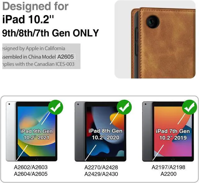 Alt view image 2 of 5 - Antbox Case for iPad 9th Generation (2021) iPad 8th/7th Generation with Pencil Holder Auto Sleep/Wake Function PU Leather Smart Cover for iPad 10.2'' (Brown)