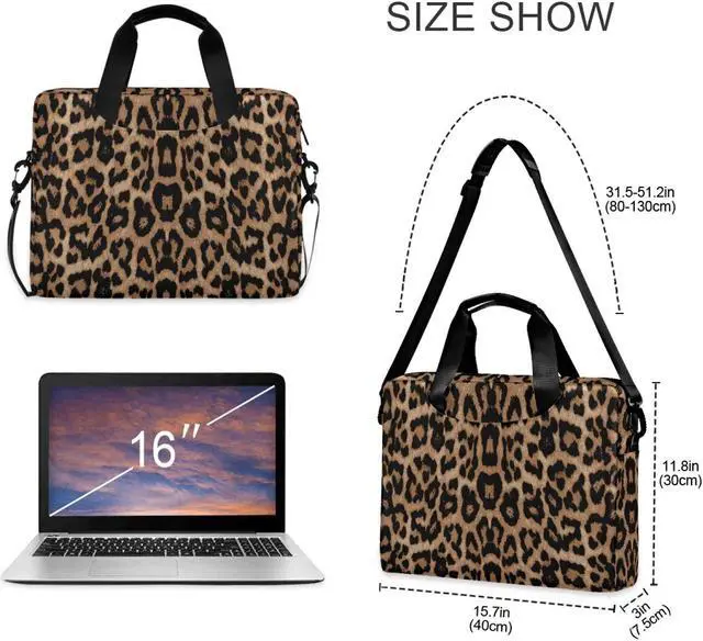 Alt view image 3 of 5 - ALAZA Cheeteh Leopard Print Animal Laptop Case Bag Sleeve Portable Crossbody Messenger Briefcase w/Strap Handle, 13 14 15.6 inch