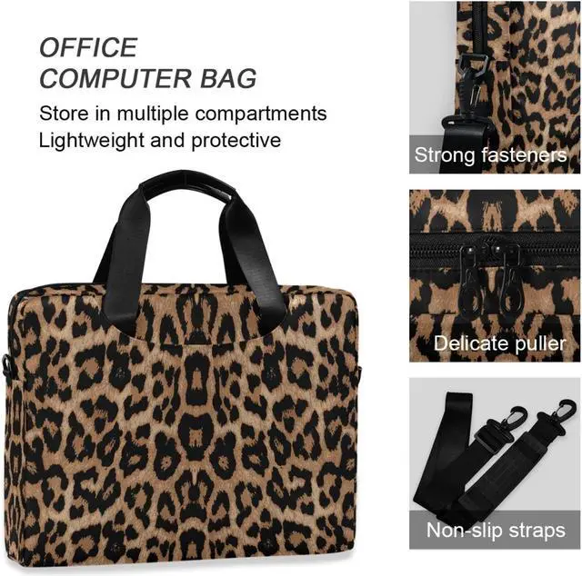 Alt view image 4 of 5 - ALAZA Cheeteh Leopard Print Animal Laptop Case Bag Sleeve Portable Crossbody Messenger Briefcase w/Strap Handle, 13 14 15.6 inch