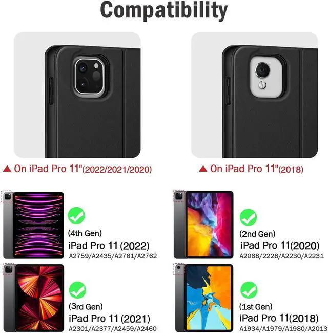 Alt view image 2 of 5 - Antbox Case for iPad Pro 11 inch 4th Generation (2022)/3rd/2nd/1st Gen Vegan Leather with Pencil Holder Auto Sleep/Wake Function iPad Pro 11 Cover (Black)