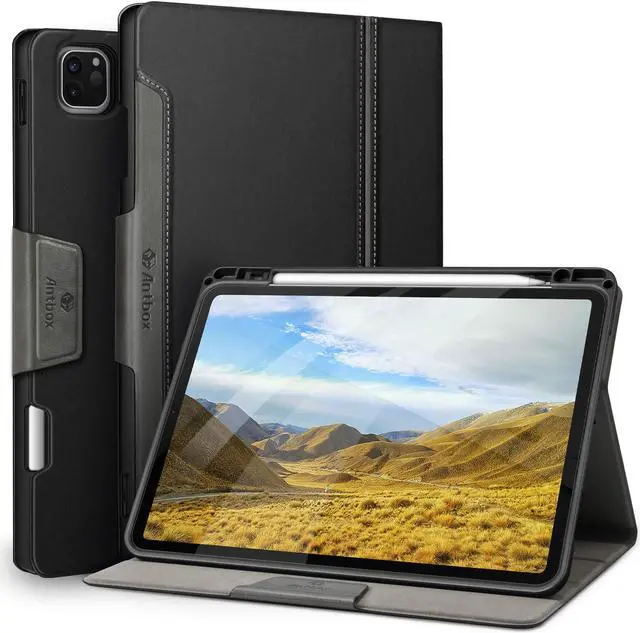 Main image of Antbox Case for iPad Pro 11 inch 4th Generation (2022)/3rd/2nd/1st Gen Vegan Leather with Pencil Holder Auto Sleep/Wake Function iPad Pro 11 Cover (Black)