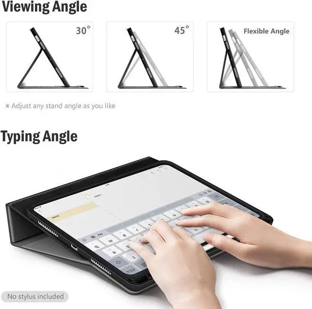 Alt view image 4 of 5 - Antbox Case for iPad Air 11-inch M3 (2025) / M2 (2024), iPad Air 5th/4th Generation 10.9'' Vegan Leather with Pencil Holder Typing Angle Auto Sleep/Wake Muti-Stand (Black)