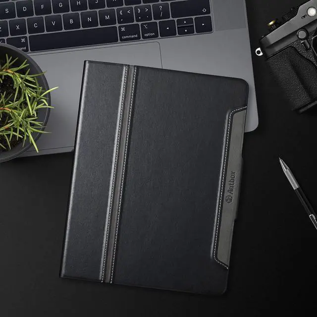 Alt view image 2 of 5 - Antbox Case for iPad Air 11-inch M3 (2025) / M2 (2024), iPad Air 5th/4th Generation 10.9'' Vegan Leather with Pencil Holder Typing Angle Auto Sleep/Wake Muti-Stand (Black)