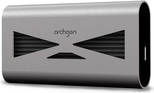 Main image of Archgon 500GB USB 3.2 External SSD M.2 NVMe Solid State Drive | Dual-Layer Heatsink Inside | Max. Speed Up to 1040 MB/s | Protection Case Included Model S93 (500GB, Aluminum, Silver)