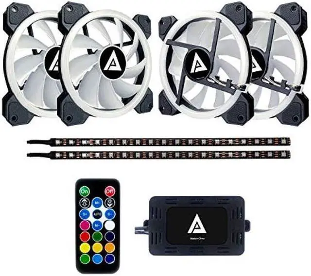 Alt view image 2 of 5 - Apevia TL42-RGB Twilight 120mm Silent Dual-Ring RGB Color Changing LED Fan with Remote Control, 28x LEDs & 8X Anti-Vibration Rubber Pads w/ 2 Magnetic LED Strips (4+2-pk)