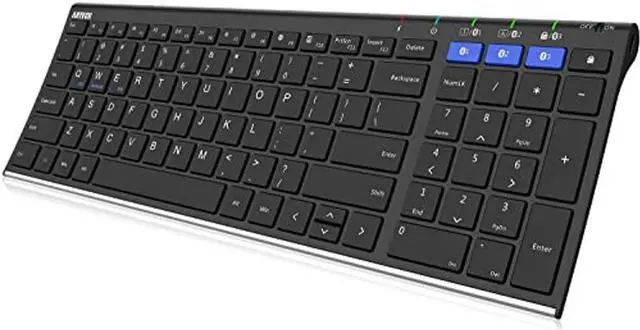 Main image of Arteck HB193 Universal Bluetooth Keyboard Multi-Device Stainless Steel Full Size Wireless Keyboard for Windows, iOS, Android, Computer Desktop Laptop Surface Tablet Smartphone Rechargeable Battery