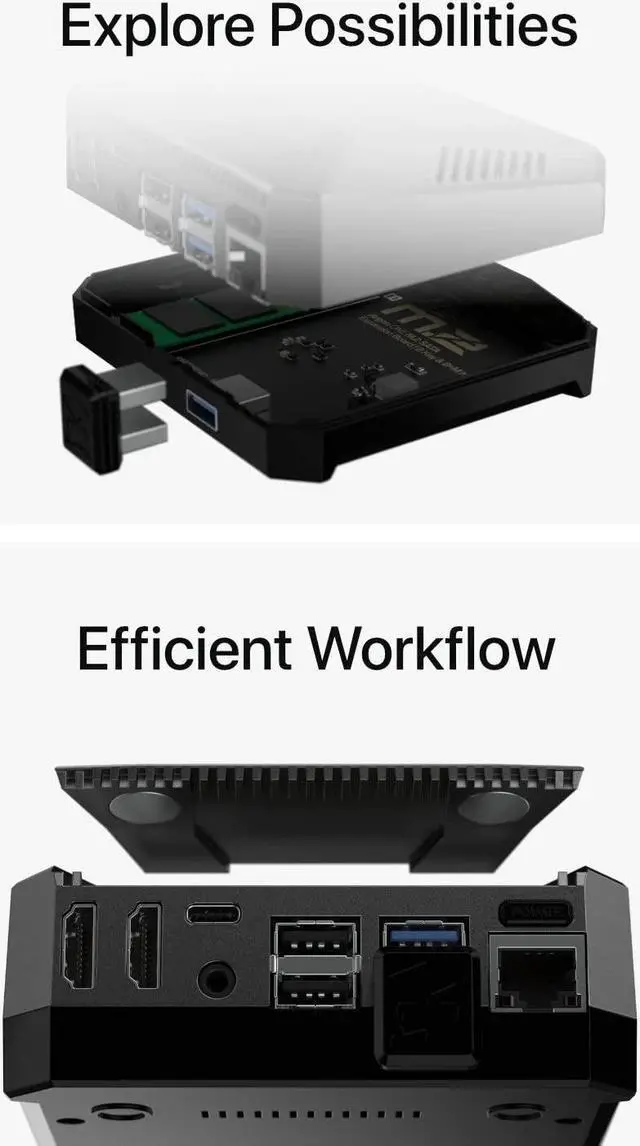 Alt view image 4 of 5 - Argon ONE M.2 Aluminum Case for Raspberry Pi 4 with SATA SSD Support | Power Button and Fan | Compatible B-Key and B+M Key