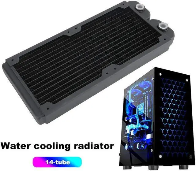 Alt view image 4 of 5 - ASHATA Copper Radiator, 240mm Water Cooling Radiator with G1/4 Thread, 14 Pipes Water Cooling Cooler for PC Computer CPU Heat Sink, TSRP-TW240