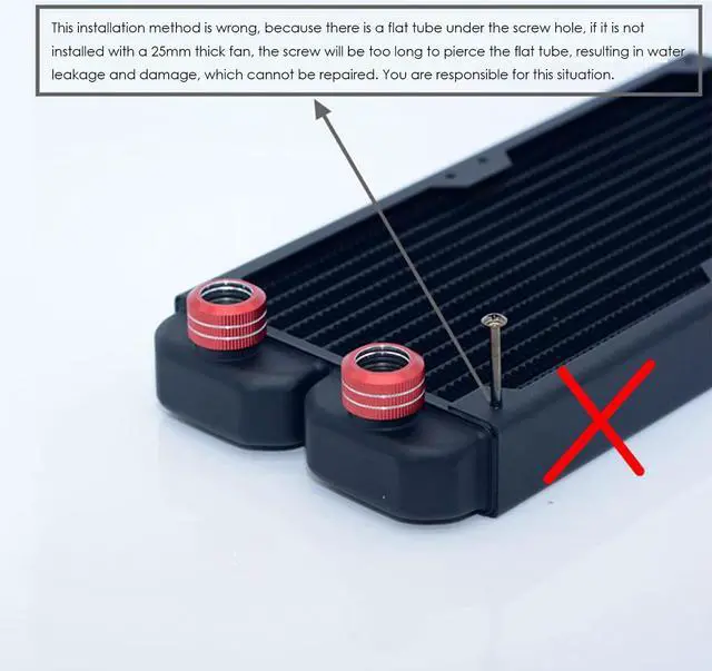 Alt view image 5 of 5 - ASHATA Copper Radiator, 240mm Water Cooling Radiator with G1/4 Thread, 14 Pipes Water Cooling Cooler for PC Computer CPU Heat Sink, TSRP-TW240