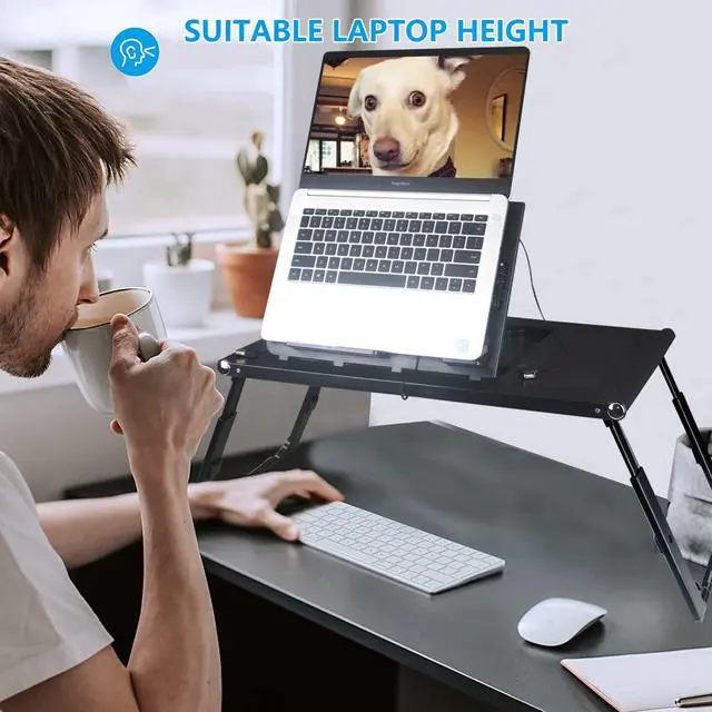 Alt view image 2 of 5 - Laptop Desk for Bed,Asltoy Laptop Bed Tray Table,Foldable Lap Desk Tablet Stand Notebook Bed Tray Desk with Internal USB Fans Laptop Table Height & Angle Adjustable Breakfast Table Desk
