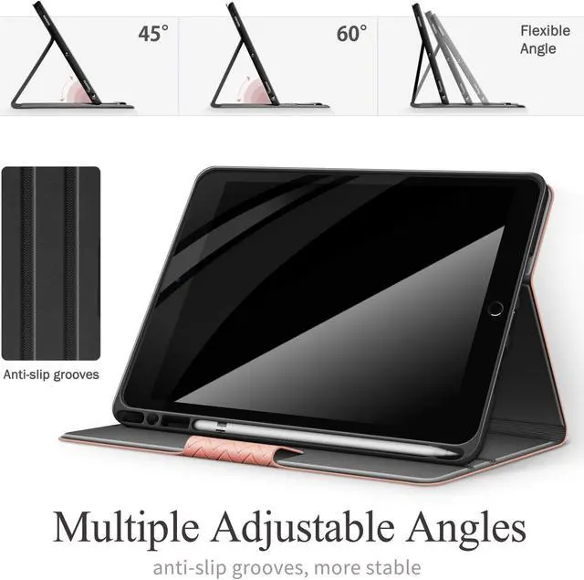 Alt view image 3 of 5 - auaua iPad Air 3rd Generation Case/iPad Pro 10.5 Case with Built-in Apple Pencil Holder Auto Sleep/Wake Function Vegan Leather Smart Cover for iPad Air 3 10.5 Inch 2019/iPad Pro 10.5 2017 (Pink)