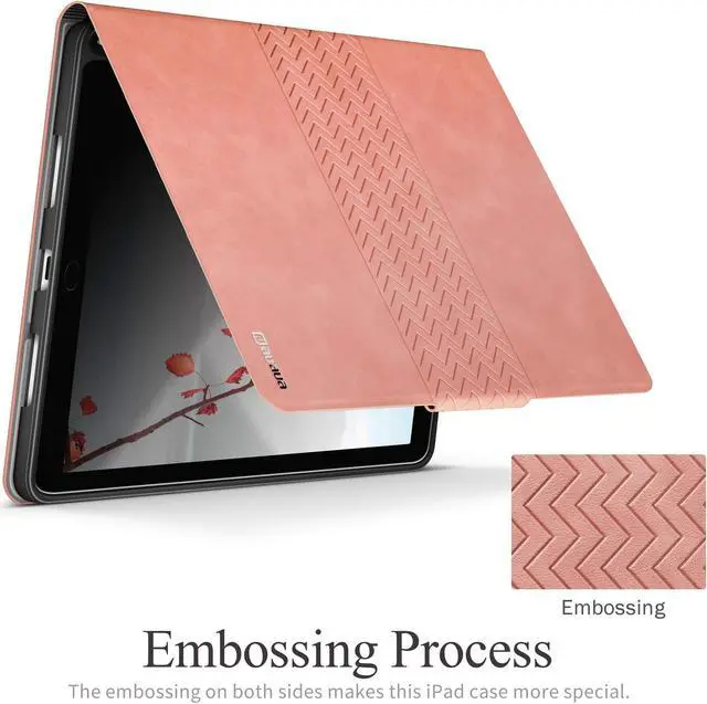 Alt view image 5 of 5 - auaua iPad Air 3rd Generation Case/iPad Pro 10.5 Case with Built-in Apple Pencil Holder Auto Sleep/Wake Function Vegan Leather Smart Cover for iPad Air 3 10.5 Inch 2019/iPad Pro 10.5 2017 (Pink)