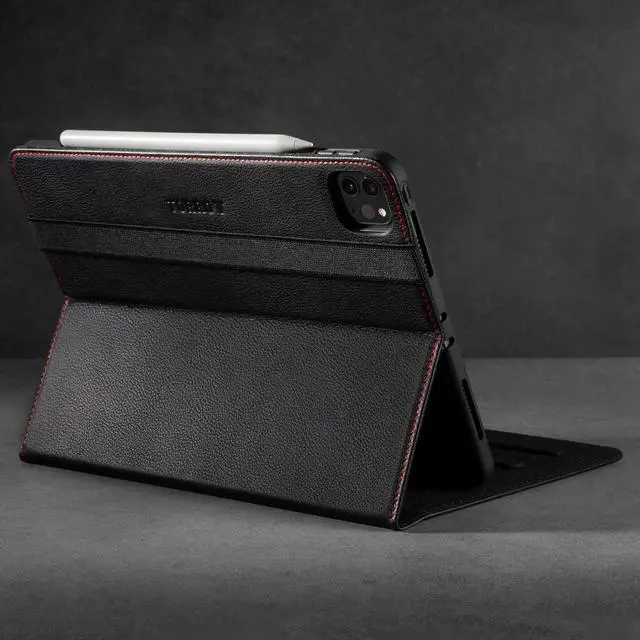 Alt view image 3 of 5 - TORRO Case Compatible with iPad Pro 11 4th / 3rd / 2nd / 1st Gen - Genuine Leather iPad Pro 11 2022 Case with Stand Function, Apple Pencil Connectivity and Wake Sleep Function (Black)