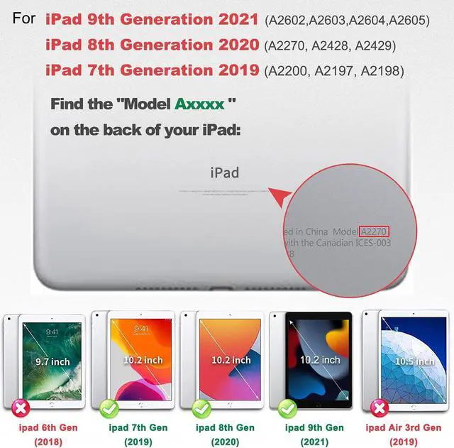 Alt view image 2 of 5 - BATYUE iPad 9th/ 8th/ 7th Generation Case (iPad 10.2 inch Case 2021/2020/2019) with Screen Protector, Rotating Stand/Hand Strap/Pencil Holder/Pencil Cap Holder (Black)