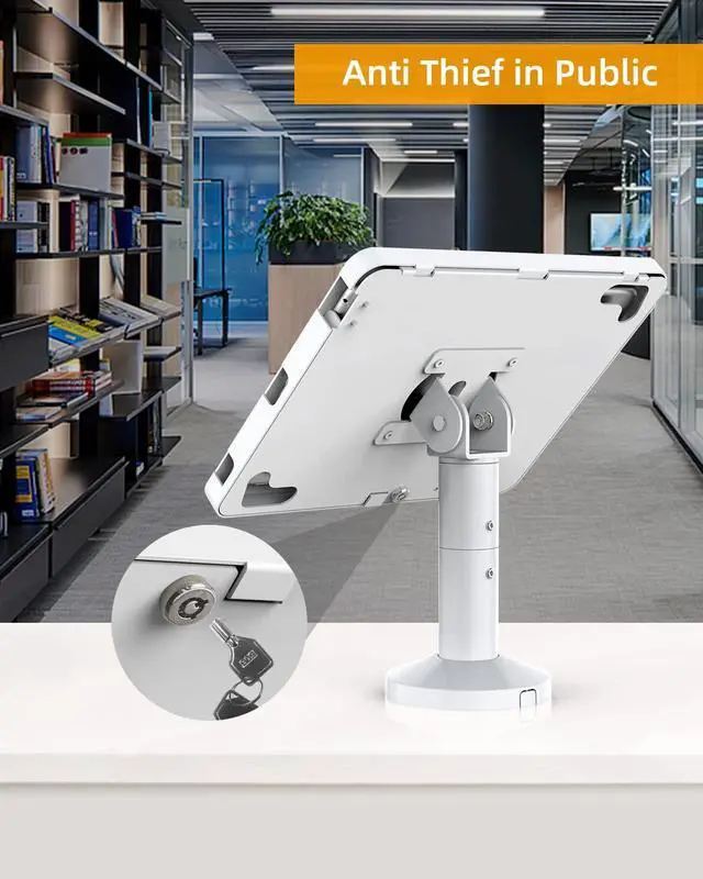 Alt view image 4 of 5 - Beelta Tablet Stand for Desk, Compatible with iPad 10.2" Gen 7 8 9, All Metal Key Lock Tablet Mount