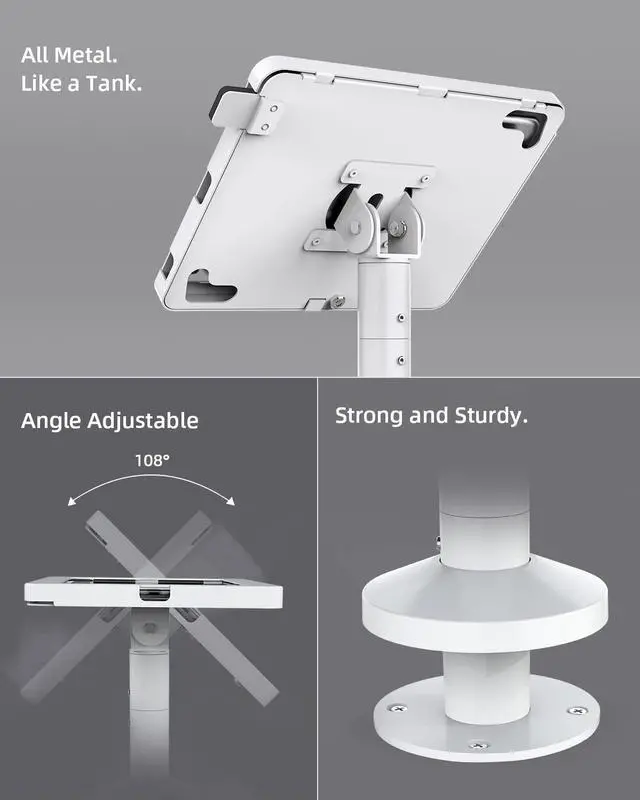 Alt view image 5 of 5 - Beelta Tablet Stand for Desk, Compatible with iPad 10.2" Gen 7 8 9, All Metal Key Lock Tablet Mount