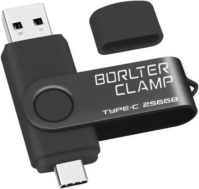 Main image of 256GB USB Type-C Flash Drive, BorlterClamp USB C 3.0 Jump Drive Memory Stick Dual Port for Android Smartphones Samsung Galaxy S10/S9/S8/Note 9, LG, Huawei, Tablets & Computer (Black)
