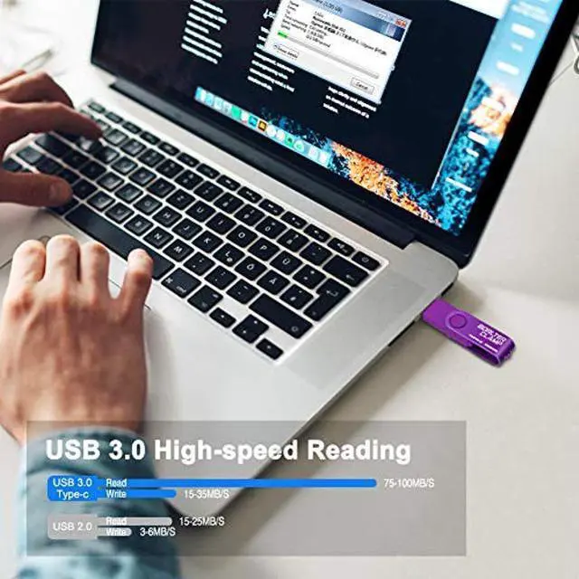 Alt view image 4 of 5 - 256GB USB Type-C Flash Drive, BorlterClamp USB C 3.0 Jump Drive Memory Stick Dual Port for Android Smartphones Samsung Galaxy S10/S9/S8/Note 9, LG, Huawei, Tablets & Computer (Purple)