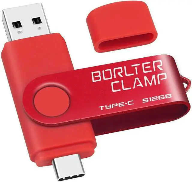 Main image of 512GB USB Type-C Flash Drive, BorlterClamp USB C 3.0 Jump Drive Memory Stick Dual Port for Android Smartphones Samsung Galaxy S10/S9/S8/Note 9, LG, Huawei, Tablets & Computer (Red)