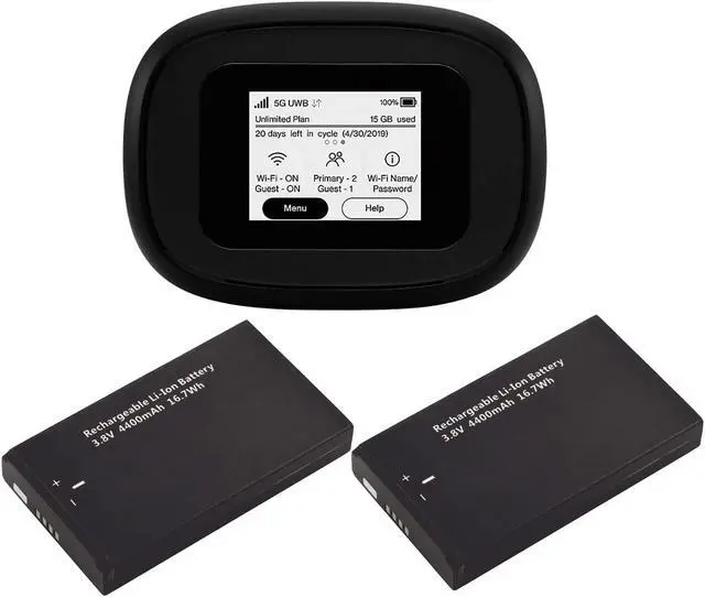 Main image of C5G Bundle | Inseego Verizon 5G and 4G LTE MiFi M1000 Hotspot Bundled with 2 Batteries (1 Stock + 1 Extra) | Connect up to 15 WiFi Devices and 1 Wired | Great for Remote Workers Wi-Fi 2.4 GHz & 5 GHz