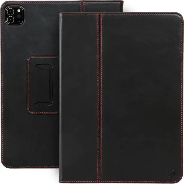 Main image of Casemade Real Leather Case Compatible with iPad Pro 11 1st/2nd/3rd/4th Gen (2018/2020/2021/2022) - Full-Grain Leather Cover, Auto Sleep/Wake, Dual Stand Position (Black)