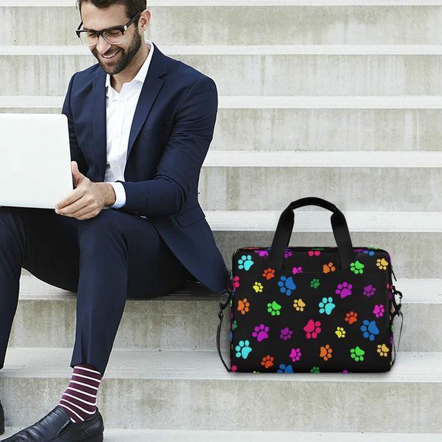 Alt view image 5 of 5 - Laptop Bag Colorful Dog Cat Paw Print Laptops Case Sleeve Briefcase Notebook Computer Bag