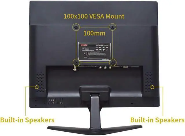 Alt view image 3 of 5 - Cocar CCTV Security Monitor, 19 inch Security Surveillance Monitor for Home Security Systems Surveillance Camera STB PC, 1280x1024 Vesa 10 * 10 Mounting Built-in Speaker, BNC/VGA/HDMI/Audio in & Out