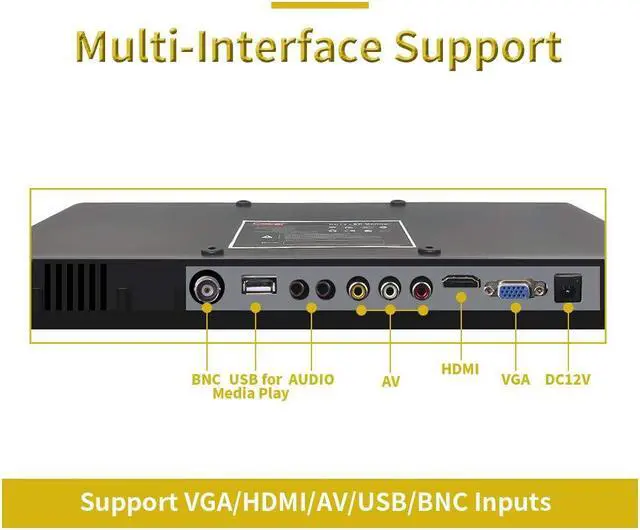 Alt view image 5 of 5 - Cocar CCTV Security Monitor, 19 inch Security Surveillance Monitor for Home Security Systems Surveillance Camera STB PC, 1280x1024 Vesa 10 * 10 Mounting Built-in Speaker, BNC/VGA/HDMI/Audio in & Out