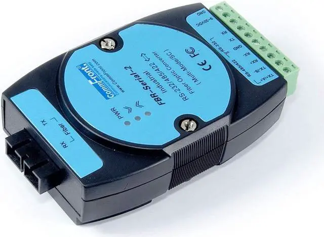 Alt view image 2 of 5 - COMMFRONT Industrial RS232 / RS485 / RS422 to Fiber Optic Converter, Multi-Mode, SC Connectors, 3 Miles / 5KM, DIN-Rail/Wall/Panel Mount