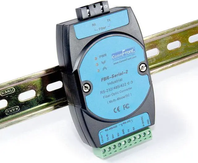Main image of COMMFRONT Industrial RS232 / RS485 / RS422 to Fiber Optic Converter, Multi-Mode, SC Connectors, 3 Miles / 5KM, DIN-Rail/Wall/Panel Mount