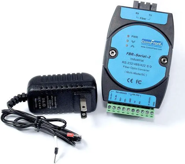 Alt view image 3 of 5 - COMMFRONT Industrial RS232 / RS485 / RS422 to Fiber Optic Converter, Multi-Mode, SC Connectors, 3 Miles / 5KM, DIN-Rail/Wall/Panel Mount