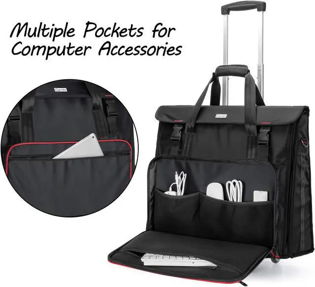 Alt view image 5 of 5 - CURMIO Rolling Carrying Bag with Wheels Compatible for Apple iMac 27 inch Desktop Computer, Detachable Trolley Storage Case Compatible with iMac 27 Monitors and Accessories, Black (Patent Pending)