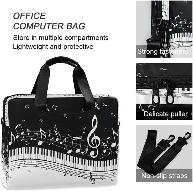 Alt view image 3 of 5 - Laptop Case Abstract Music Note Piano Laptops Sleeve Shoulder Messenger Bag Briefcase Notebook Computer Tablet Bags with Strap Handle for Women Man Boys Girls 16 Inch