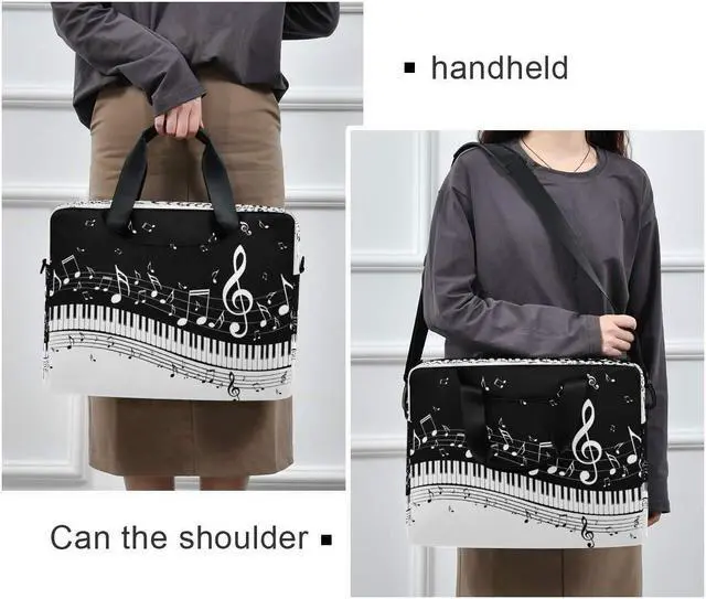 Alt view image 4 of 5 - Laptop Case Abstract Music Note Piano Laptops Sleeve Shoulder Messenger Bag Briefcase Notebook Computer Tablet Bags with Strap Handle for Women Man Boys Girls 16 Inch