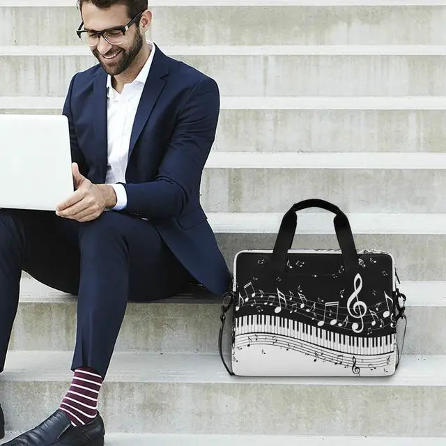 Alt view image 5 of 5 - Laptop Case Abstract Music Note Piano Laptops Sleeve Shoulder Messenger Bag Briefcase Notebook Computer Tablet Bags with Strap Handle for Women Man Boys Girls 16 Inch