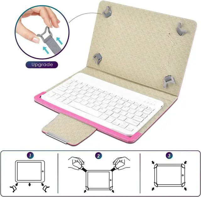 Alt view image 4 of 5 - DETUOSI Universal 10.1 inch Android Tablet Case with Keyboard, Removable Wireless Bluetooth Keyboard + PU Leather Folio Book Cover + Stand, Travel Portable Sleeve for iOS/Android/Windows System Tablet