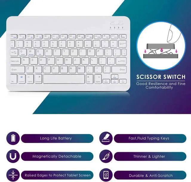 Alt view image 5 of 5 - DETUOSI Universal 10.1 inch Android Tablet Case with Keyboard, Removable Wireless Bluetooth Keyboard + PU Leather Folio Book Cover + Stand, Travel Portable Sleeve for iOS/Android/Windows System Tablet
