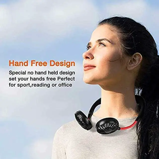 Alt view image 3 of 5 - VARWANEO Neck Fan Portable USB Mini Neck Hanging Dual-Head Fan Handy Cooler Personal Fans