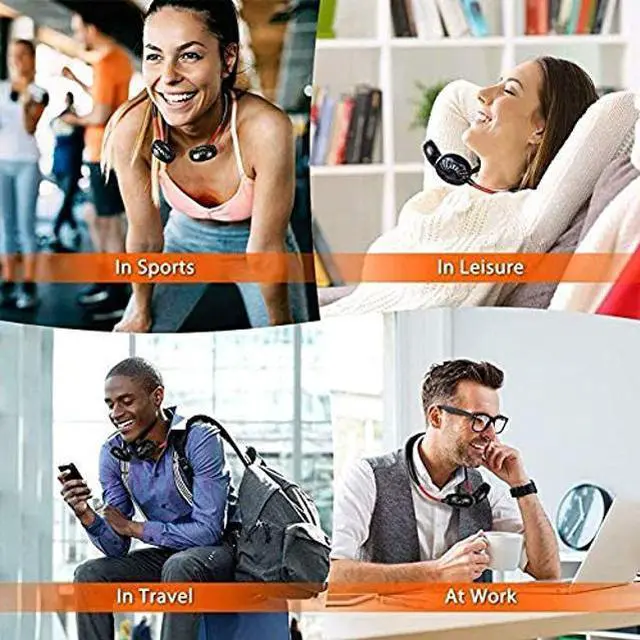 Alt view image 4 of 5 - VARWANEO Neck Fan Portable USB Mini Neck Hanging Dual-Head Fan Handy Cooler Personal Fans