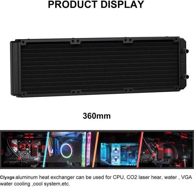Alt view image 5 of 5 - Clyxgs Water Cooling Radiator, 12 Pipe Aluminum Heat Exchanger Radiator with Tube for PC CPU Computer Water Cool System DC12V 360mm