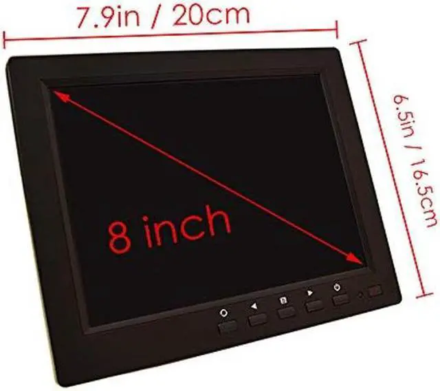 Alt view image 2 of 5 - 8 inch CCTV Monitor, TFT LCD Security Screen with VGA HDMI AV BNC USB Audio in/Out Ports Built-in Speaker, HD Display for Surveillance Camera STB 1024x768 Resolution with Car Power Adapter 12-24V