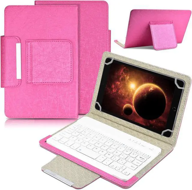 Main image of DETUOSI Universal 8.0 inch Android Tablet Case with Keyboard, Removable Wireless Bluetooth Keyboard + PU Leather Folio Book Cover + Stand, Travel Portable Sleeve for iOS/Android/Windows System Tablet