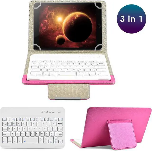 Alt view image 2 of 5 - DETUOSI Universal 8.0 inch Android Tablet Case with Keyboard, Removable Wireless Bluetooth Keyboard + PU Leather Folio Book Cover + Stand, Travel Portable Sleeve for iOS/Android/Windows System Tablet