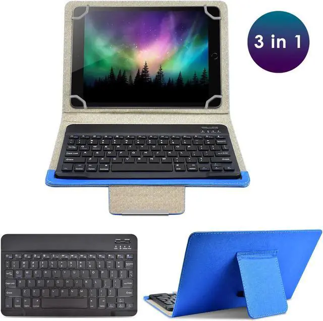 Alt view image 2 of 5 - DETUOSI Universal 10.1 inch Android Tablet Case with Keyboard, Removable Wireless Bluetooth Keyboard + PU Leather Folio Book Cover + Stand, Travel Portable Sleeve for iOS/Android/Windows System Tablet