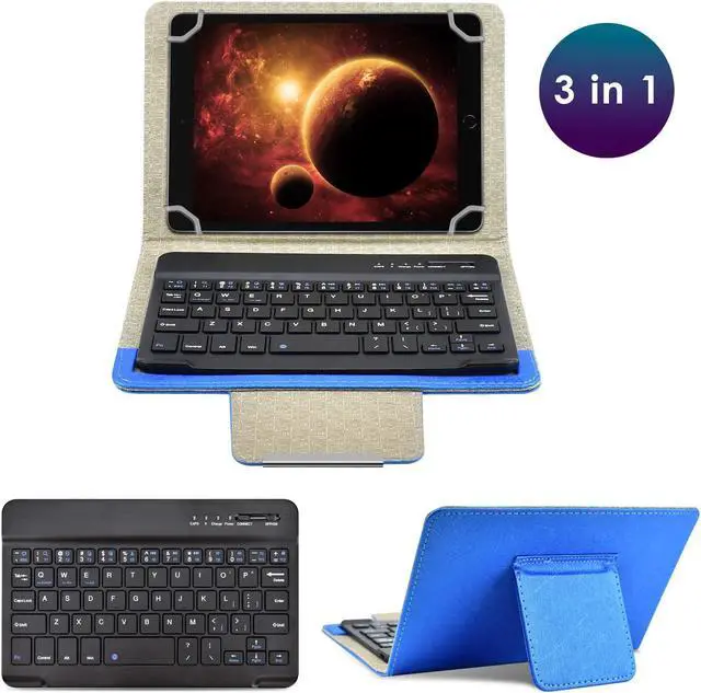 Alt view image 2 of 5 - DETUOSI Universal 8.0 inch Android Tablet Case with Keyboard, Removable Wireless Bluetooth Keyboard + PU Leather Folio Book Cover + Stand, Travel Portable Sleeve for iOS/Android/Windows System Tablet