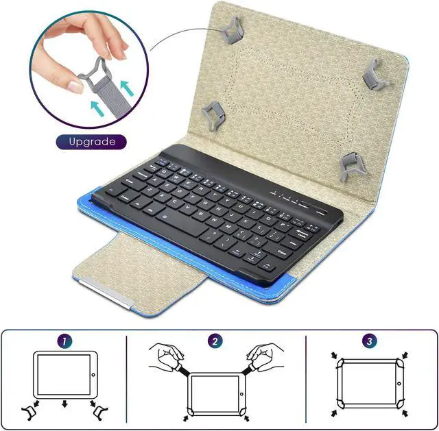 Alt view image 4 of 5 - DETUOSI Universal 8.0 inch Android Tablet Case with Keyboard, Removable Wireless Bluetooth Keyboard + PU Leather Folio Book Cover + Stand, Travel Portable Sleeve for iOS/Android/Windows System Tablet